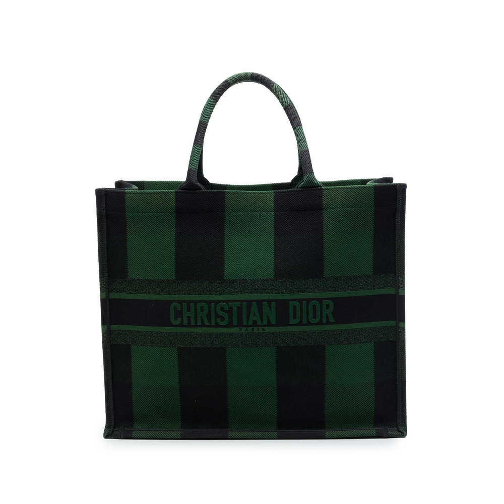 Pre-Loved Dior Large Embroidered Canvas Checkered Book Tote